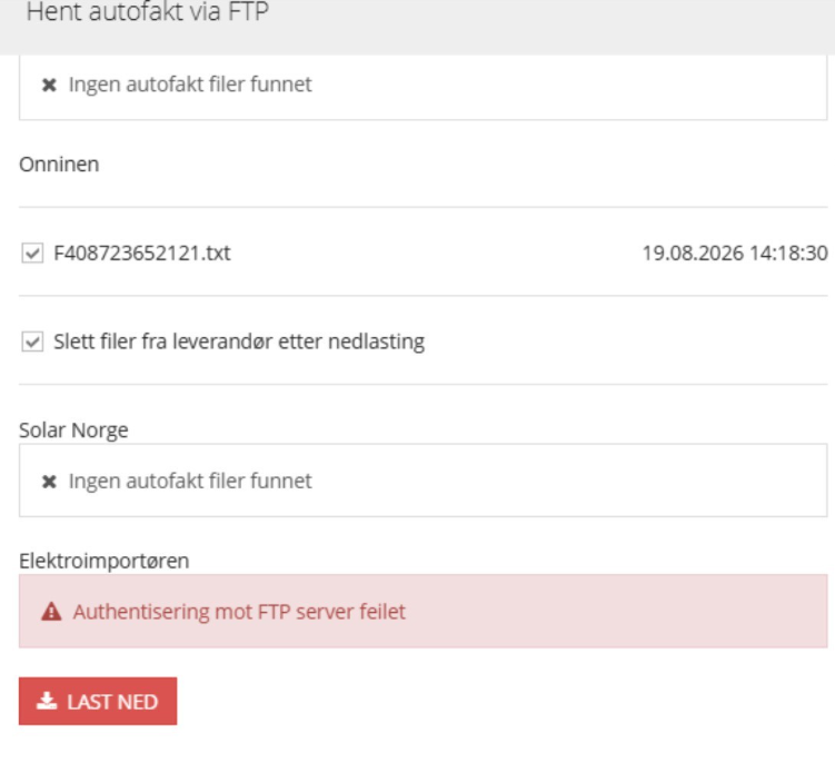 Feilmelding om at autentisering mot FTP-server har feilet etter forsøk på nedlasting av fil.  KI-generert beskrivelse